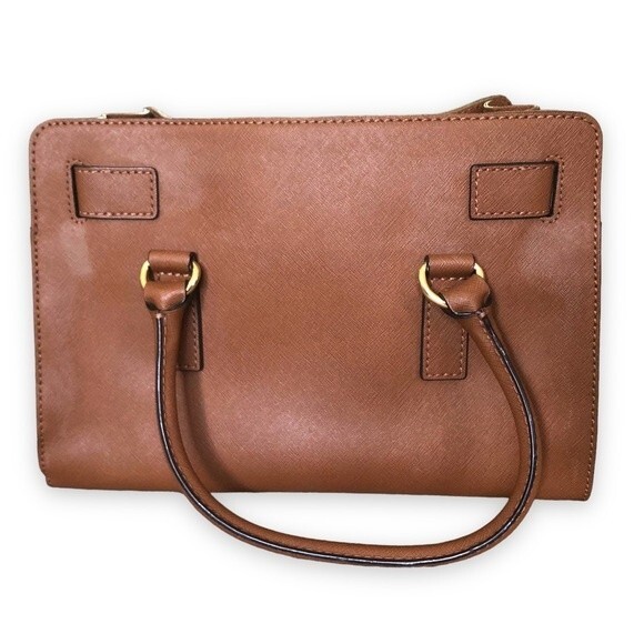 Michael Michael Kors Hamilton Saffiano Leather Medium Satchel Light Brown - Picture 2 of 14